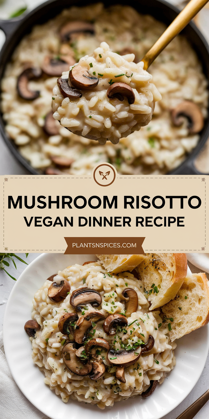 Mushroom Risotto Vegan Dinner Recipe